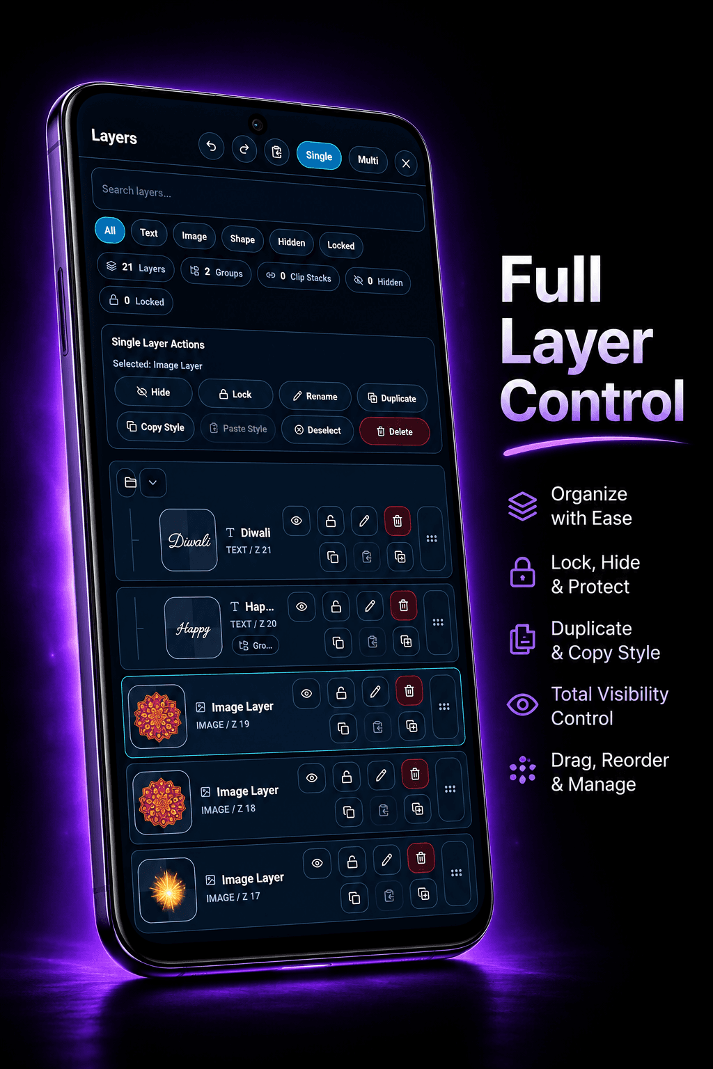 Zedito layer control